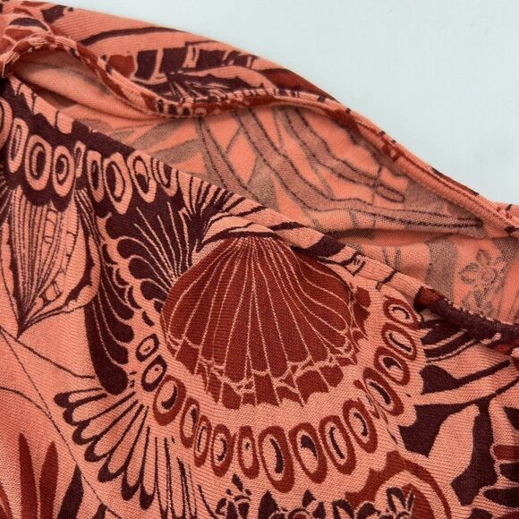 Free People Women’s Amour Floral Print Open Shoulder Top Coral Red Orange small - Picture 5 of 5